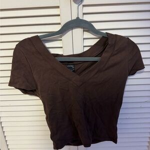 PACSUN brown v neck crop top Size L